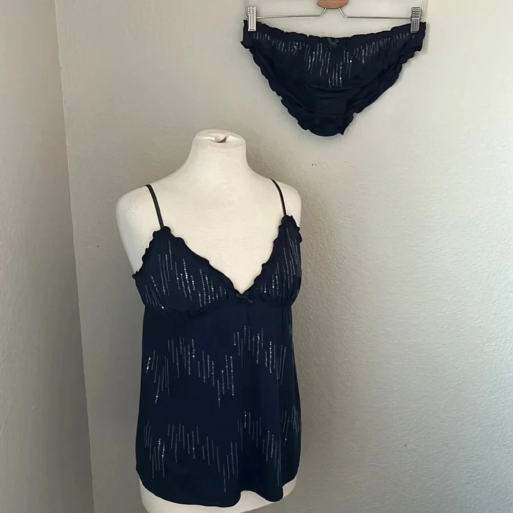 VICTORIAS SECRET navy blue sequin set